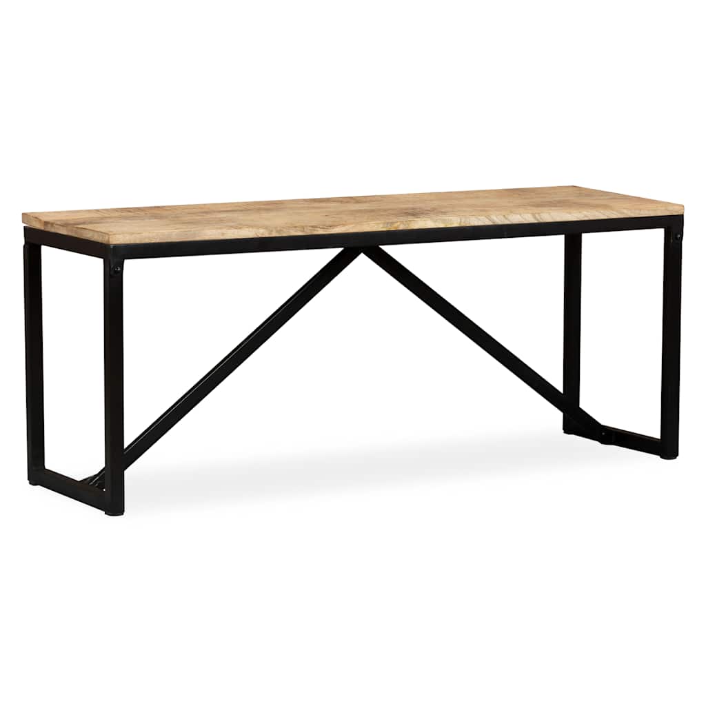Bench Wood with Black Legs Solid Mango Wood, Steel Medium Durable