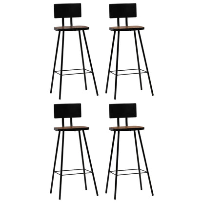 Bar Chair Set of 4 Dark Brown, Black