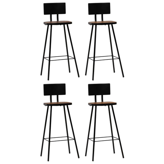 Bar Chair Set of 4 Dark Brown, Black