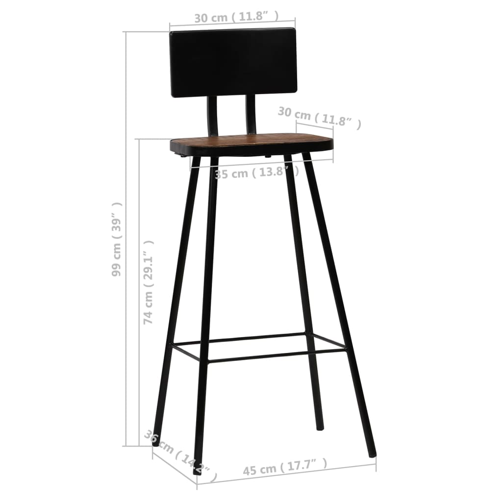 Bar Chair Set of 4 Dark Brown, Black