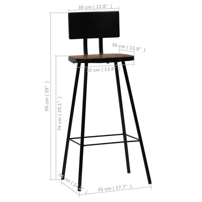 Bar Chair Set of 4 Dark Brown, Black