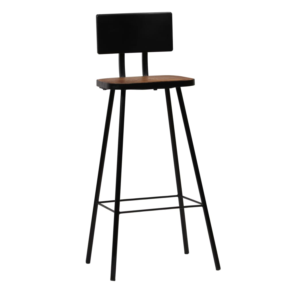 Bar Chair Set of 4 Dark Brown, Black