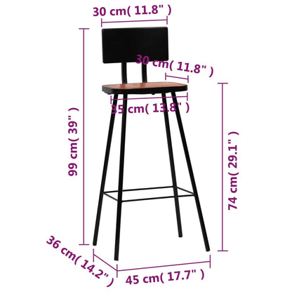 Bar Chair Set of 2 Multicolor
