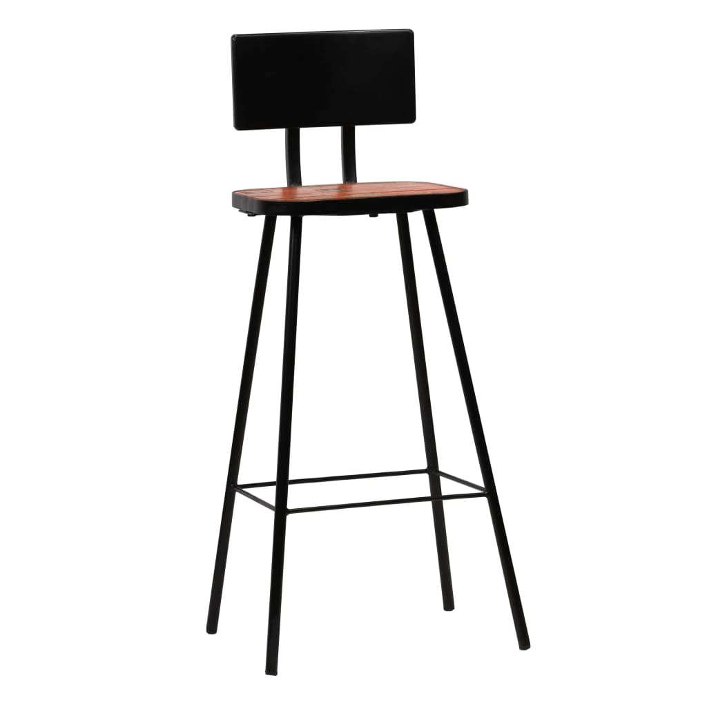 Bar Chair Set of 4 Multicolour Solid reclaimed wood and steel