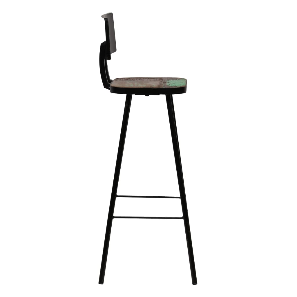 Bar Chair Set of 4 Multicolour Solid reclaimed wood and steel