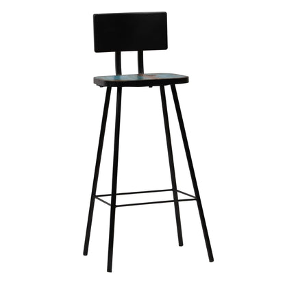 Bar Chair Set of 4 Multicolour Solid reclaimed wood and steel