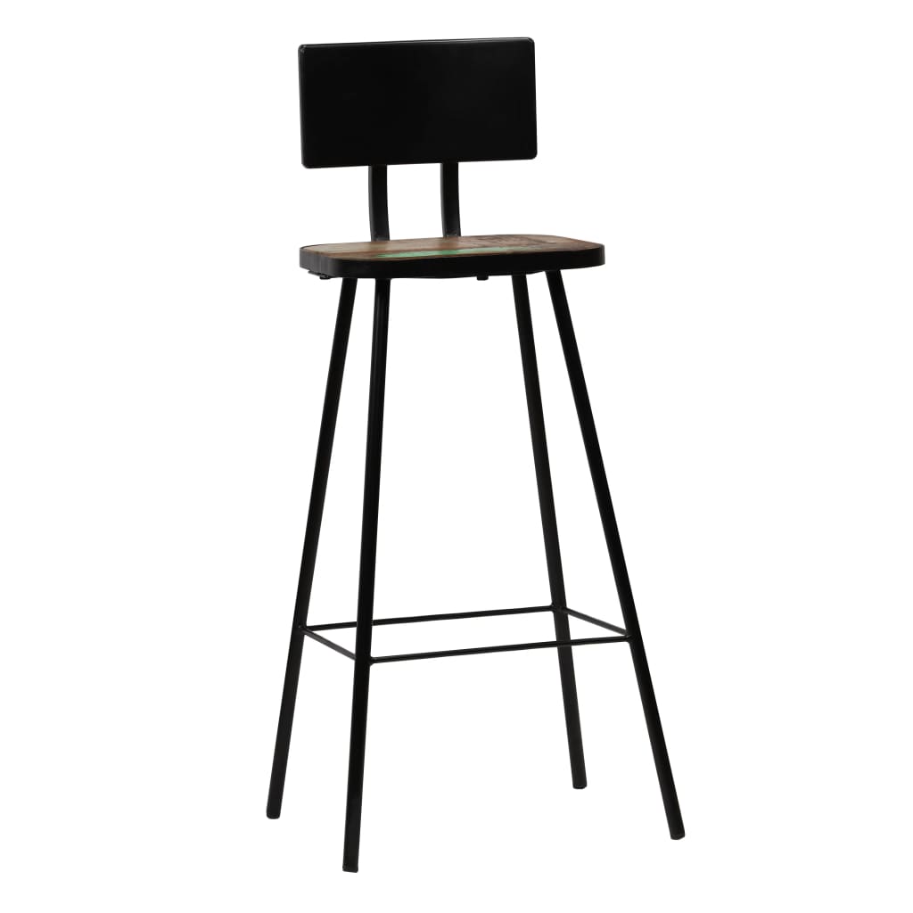 Bar Chair Set of 4 Multicolour Solid reclaimed wood and steel