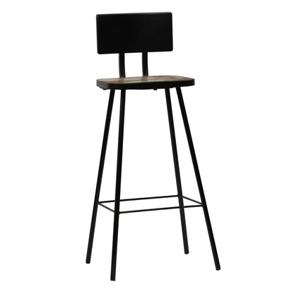 Bar Chair Set of 4 Multicolour Solid reclaimed wood and steel
