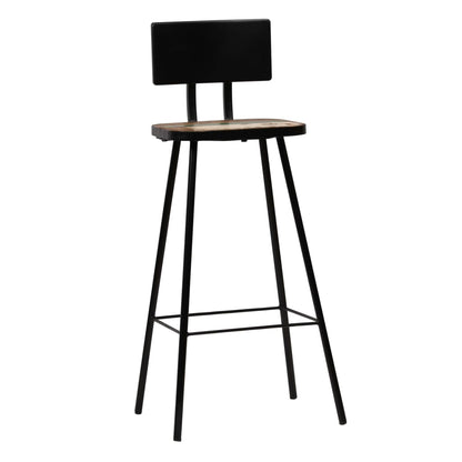 Bar Chair Set of 4 Multicolour Solid reclaimed wood and steel