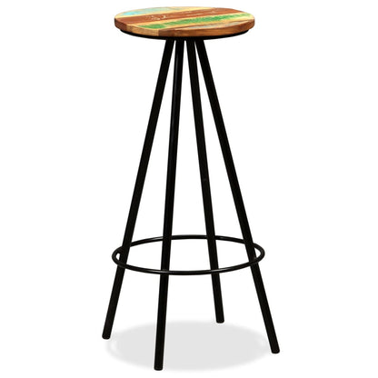Bar Stool Set of 2 Multicoloured Solid reclaimed wood and steel