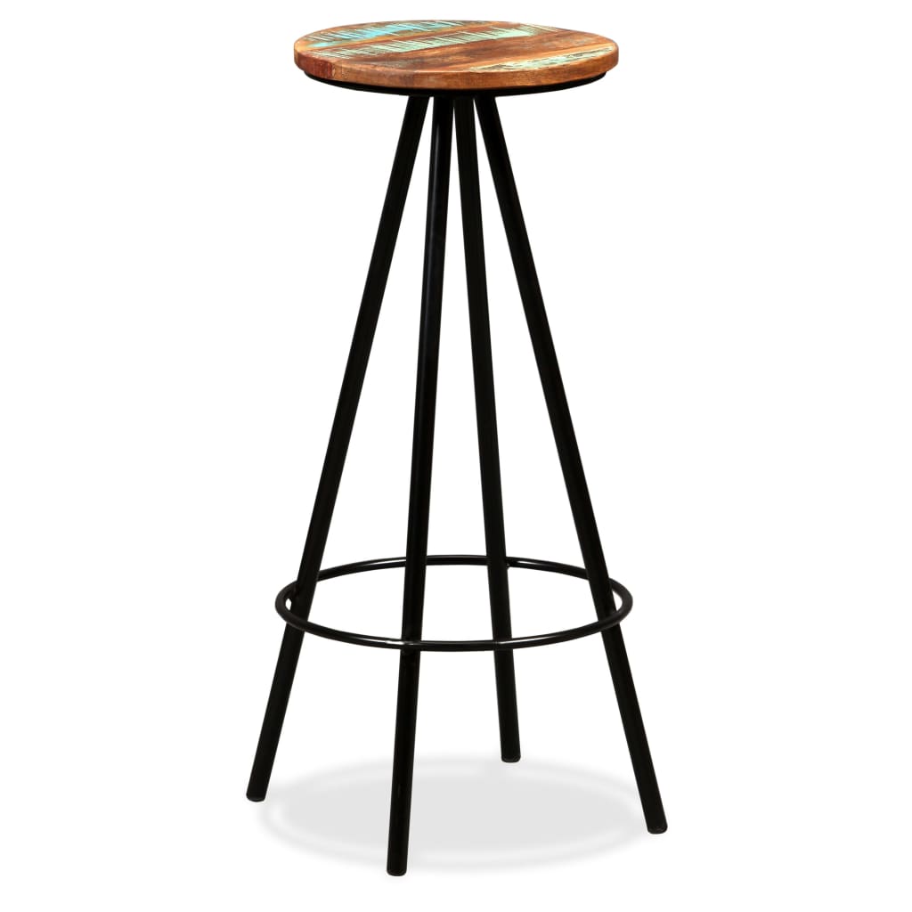 Bar Stool Set of 2 Multicoloured Solid reclaimed wood and steel