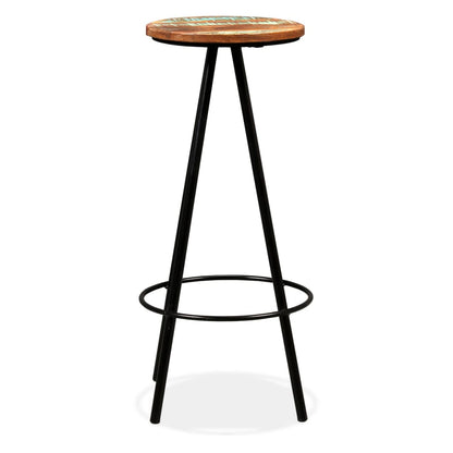 Bar Stool Set of 2 Multicoloured Solid reclaimed wood and steel