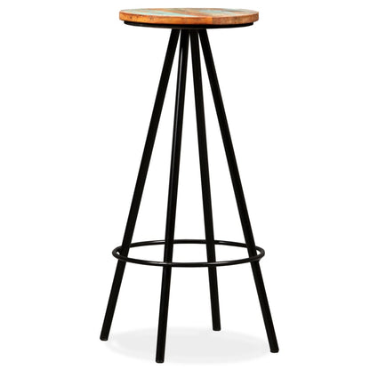 Bar Stool Set of 2 Multicoloured Solid reclaimed wood and steel