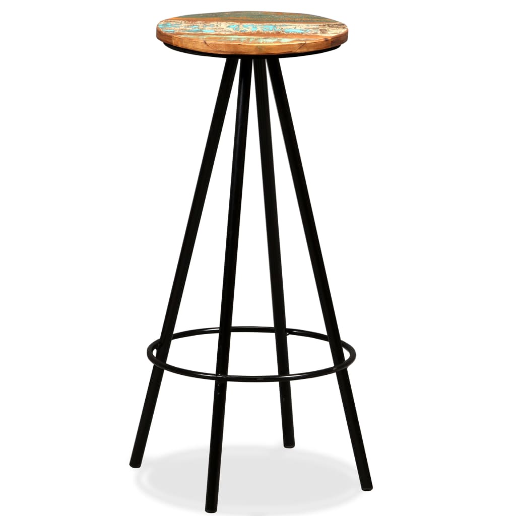 Bar Stool Set of 2 Multicoloured Solid reclaimed wood and steel