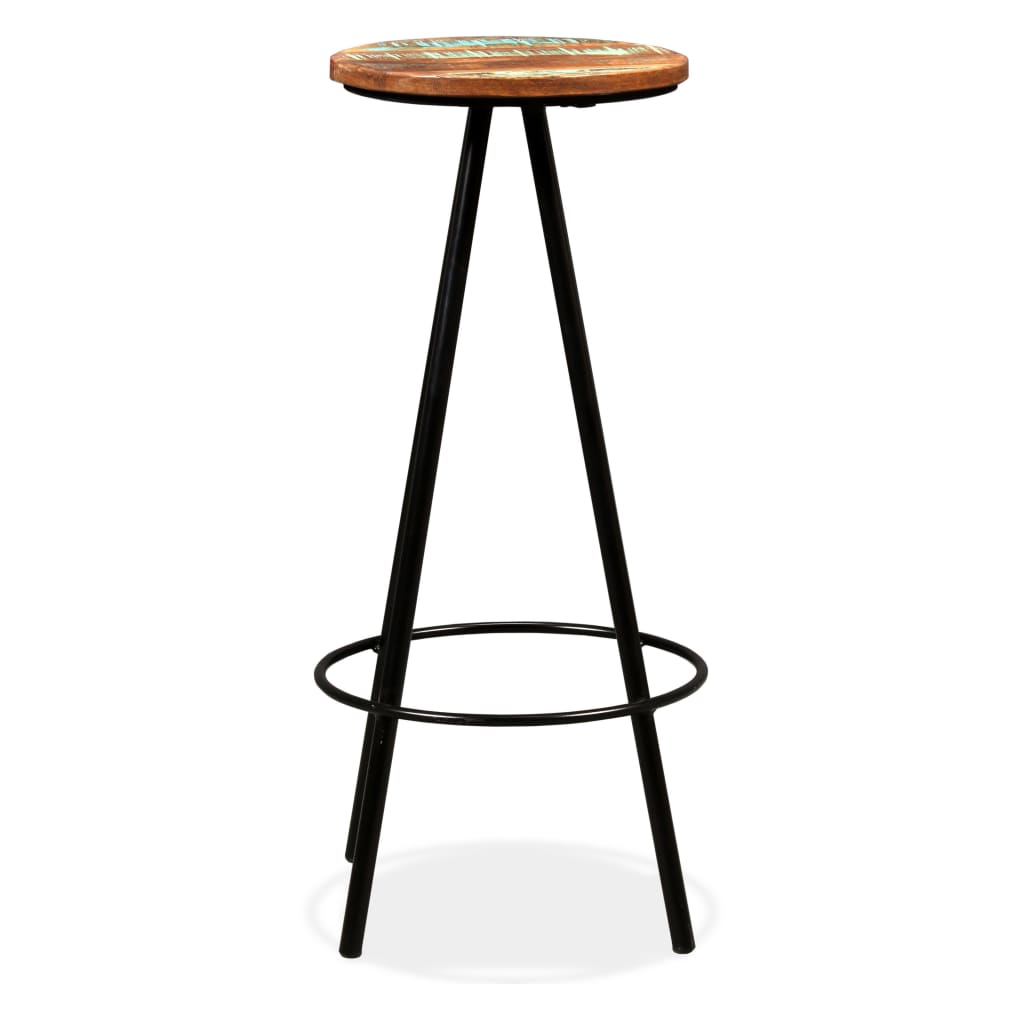 Bar Stool Set of 4 Varied Reclaimed Wood Standard Industrial