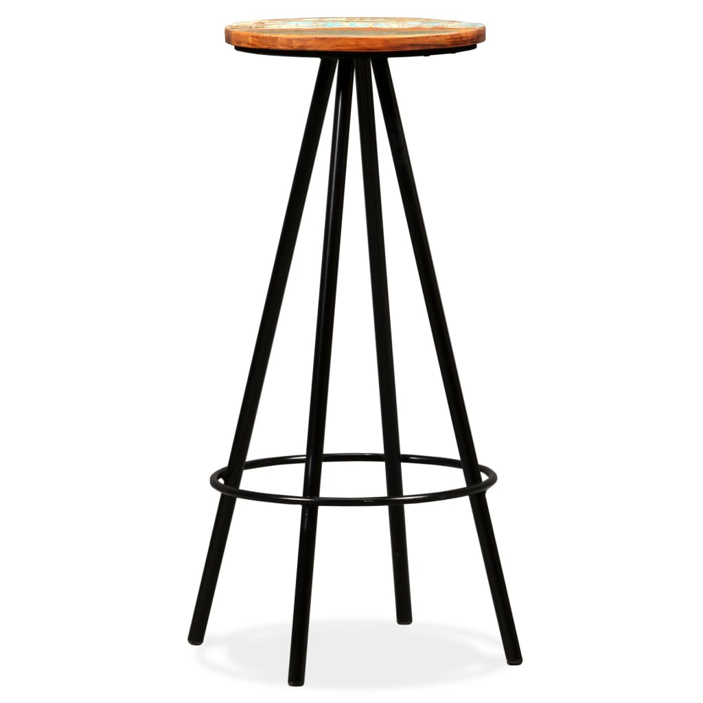 Bar Stool Set of 4 Varied Reclaimed Wood Standard Industrial