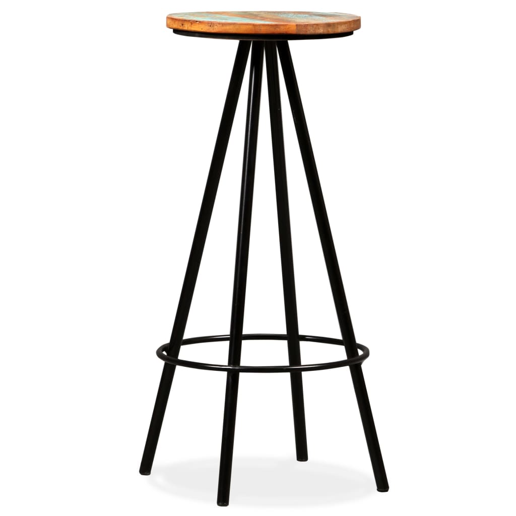 Bar Stool Set of 4 Varied Reclaimed Wood Standard Industrial