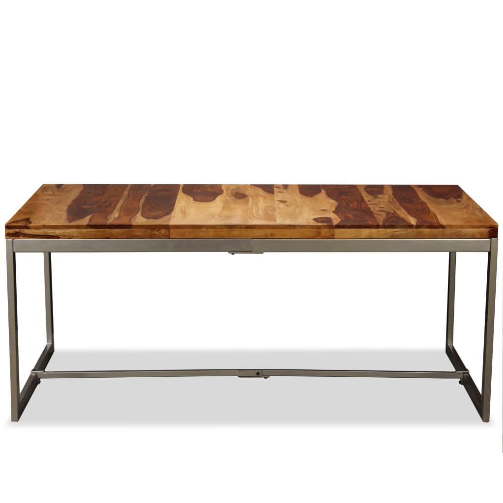 Dining Table Brown and Black Acacia Wood and Powder-Coated Steel