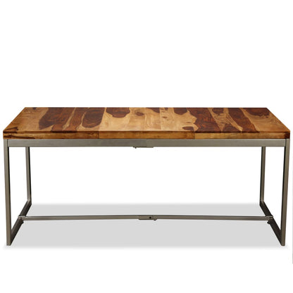 Dining Table Brown and Black Acacia Wood and Powder-Coated Steel