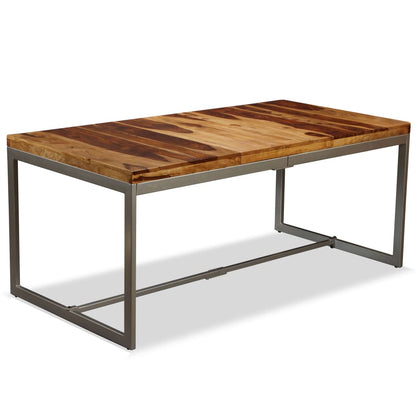 Dining Table Brown and Black Acacia Wood and Powder-Coated Steel