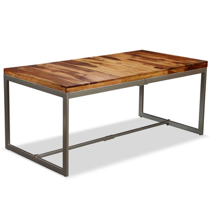 Dining Table Brown and Black Acacia Wood and Powder-Coated Steel