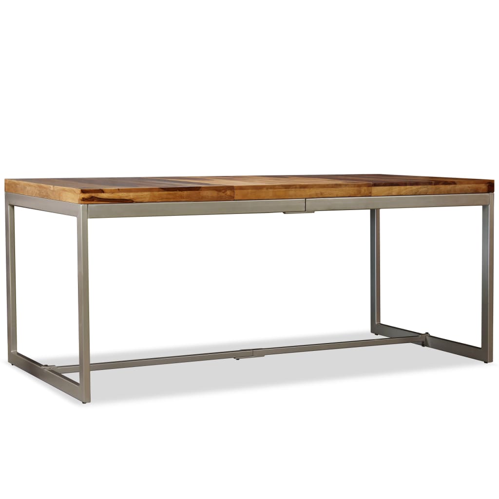 Dining Table Brown and Black Acacia Wood and Powder-Coated Steel
