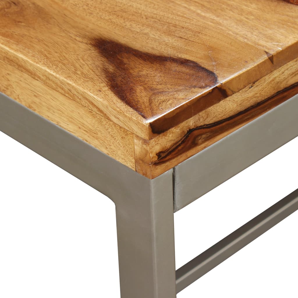 Dining Table Brown and Black Acacia Wood and Powder-Coated Steel