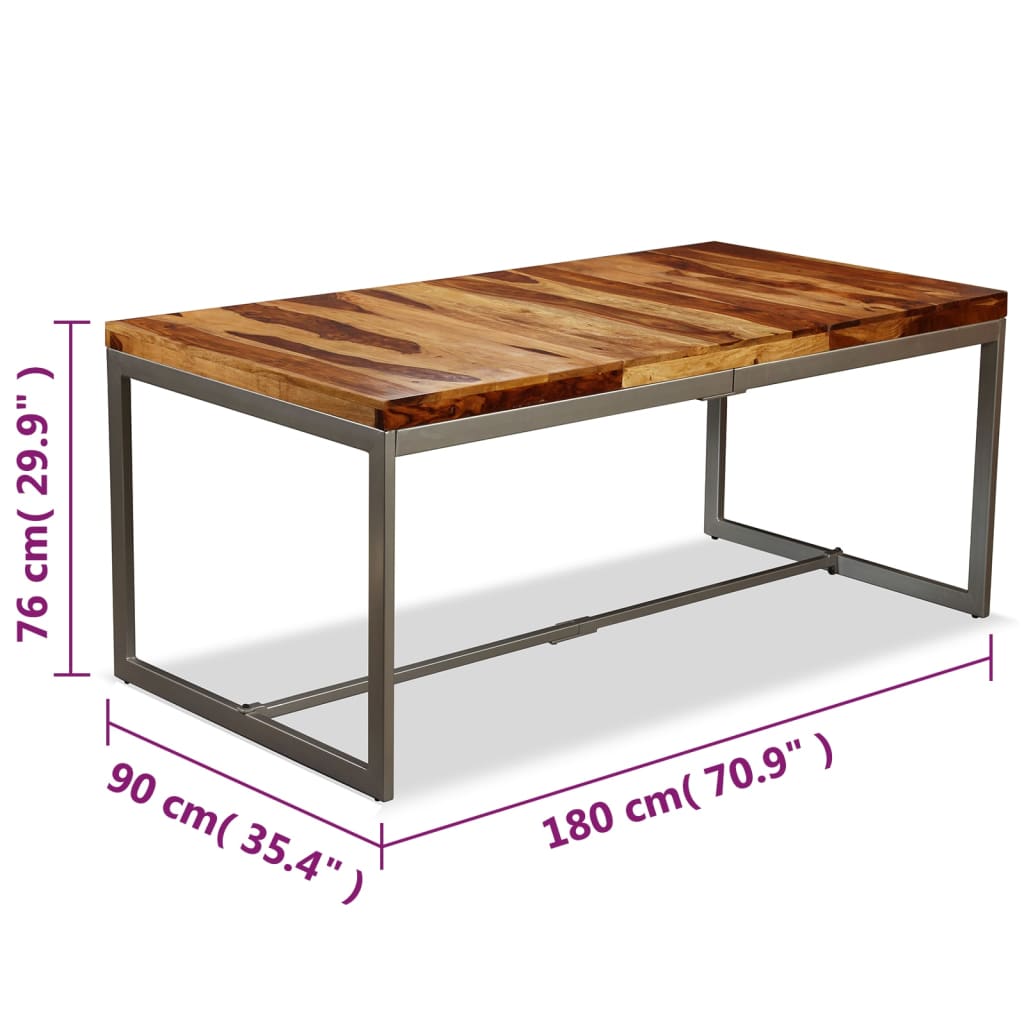 Dining Table Brown and Black Acacia Wood and Powder-Coated Steel