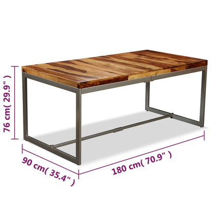 Dining Table Brown and Black Acacia Wood and Powder-Coated Steel