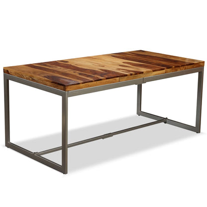 Dining Table Brown and Black Acacia Wood and Powder-Coated Steel