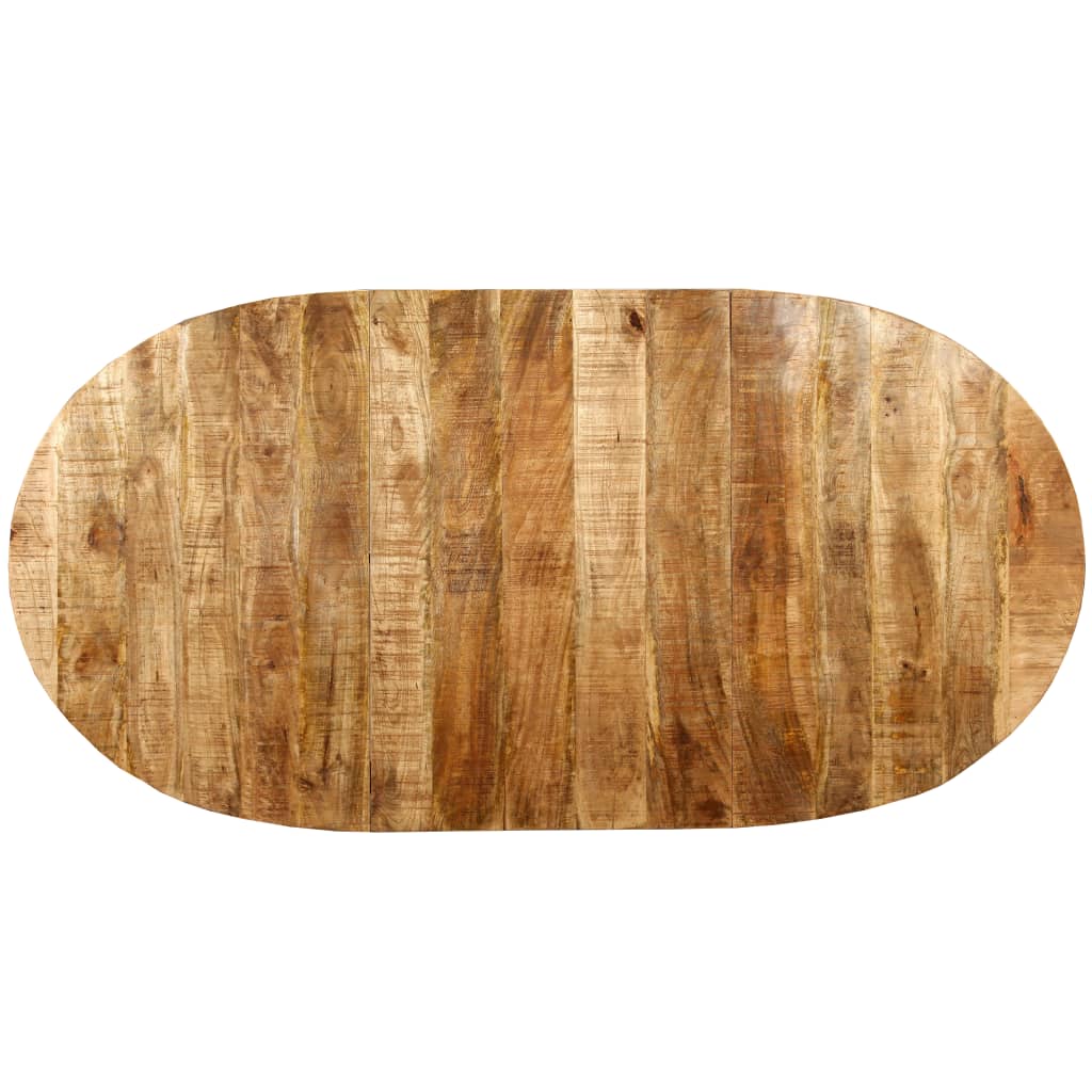 Dining Table Natural Mango Wood Solid Mango Wood, Steel