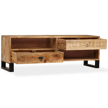 TV Cabinet Natural Mango Wood Solid Mango Wood and Steel Medium