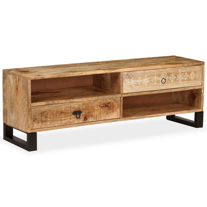 TV Cabinet Natural Mango Wood Solid Mango Wood and Steel Medium
