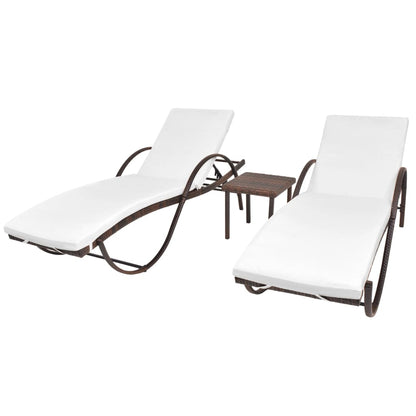 Sun Lounger Set of 5 Brown Powder-coated steel, PE rattan Large