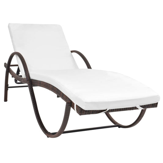 Sun Lounger Set of 5 Brown Powder-coated steel, PE rattan Large
