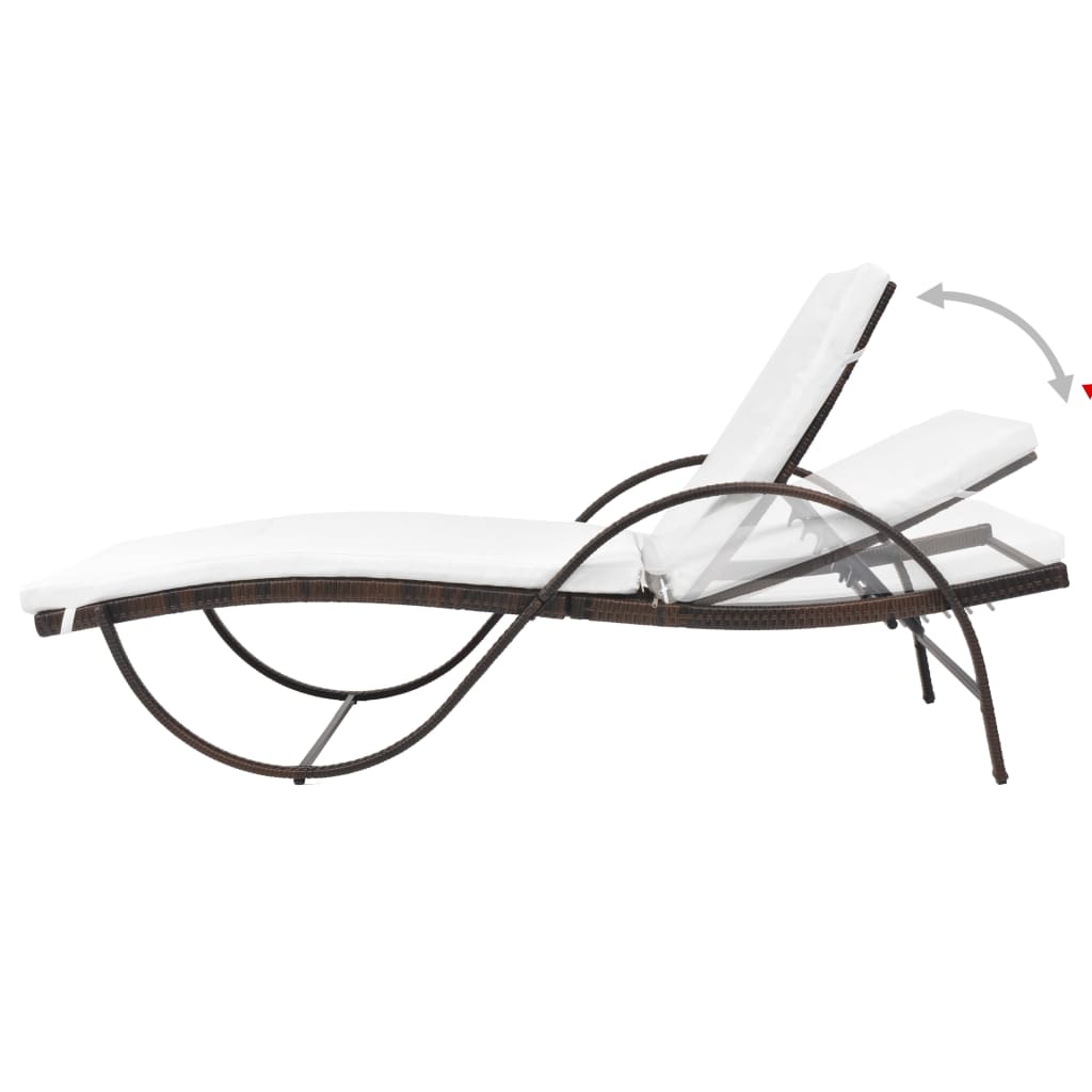 Sun Lounger Set of 5 Brown Powder-coated steel, PE rattan Large