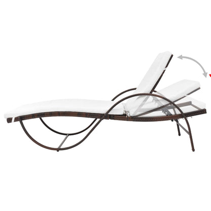 Sun Lounger Set of 5 Brown Powder-coated steel, PE rattan Large