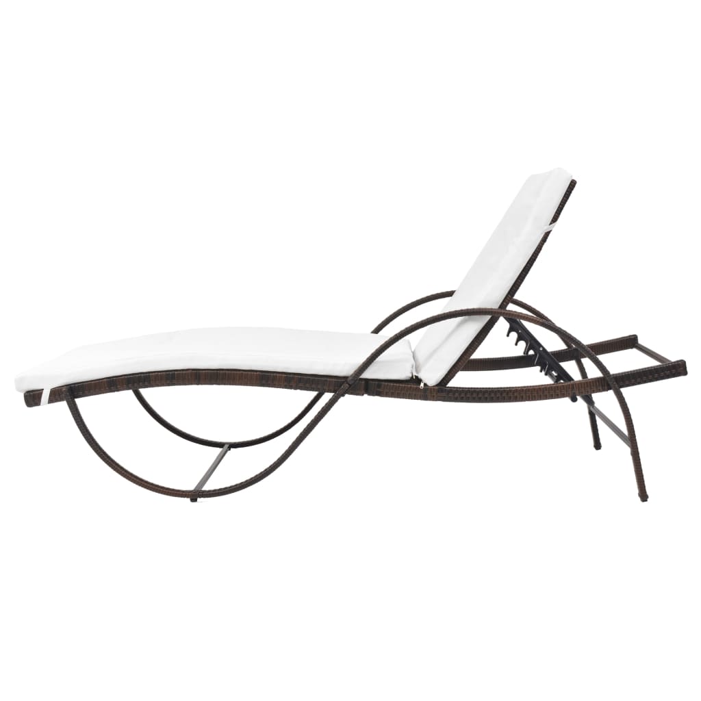 Sun Lounger Set of 5 Brown Powder-coated steel, PE rattan Large