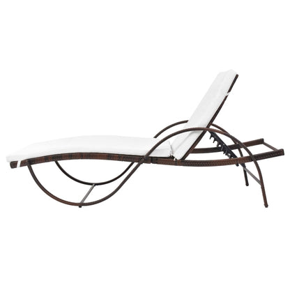 Sun Lounger Set of 5 Brown Powder-coated steel, PE rattan Large