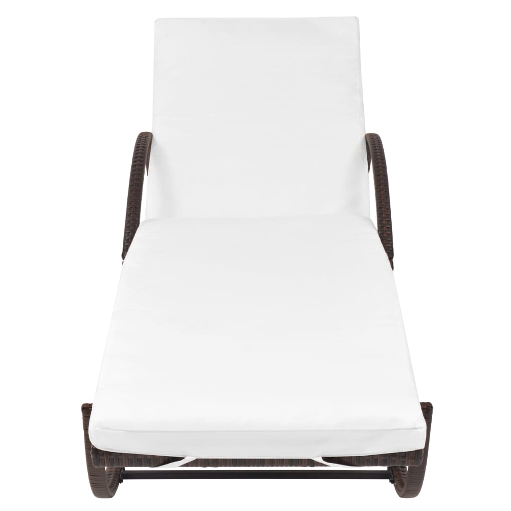 Sun Lounger Set of 5 Brown Powder-coated steel, PE rattan Large
