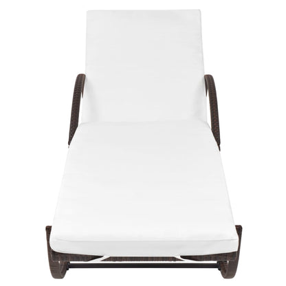 Sun Lounger Set of 5 Brown Powder-coated steel, PE rattan Large