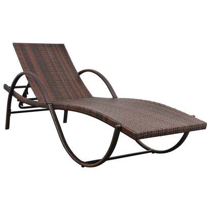 Sun Lounger Set of 5 Brown Powder-coated steel, PE rattan Large