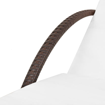 Sun Lounger Set of 5 Brown Powder-coated steel, PE rattan Large