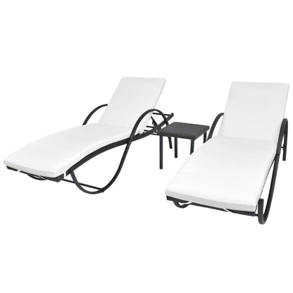 Sunlounger Set of 5 Black and cream white