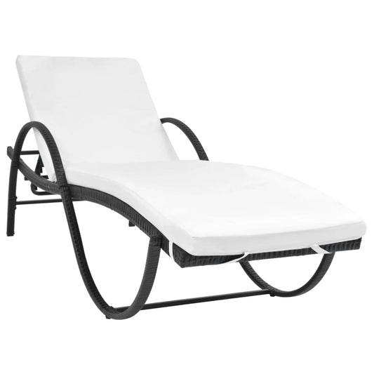 Sunlounger Set of 5 Black and cream white