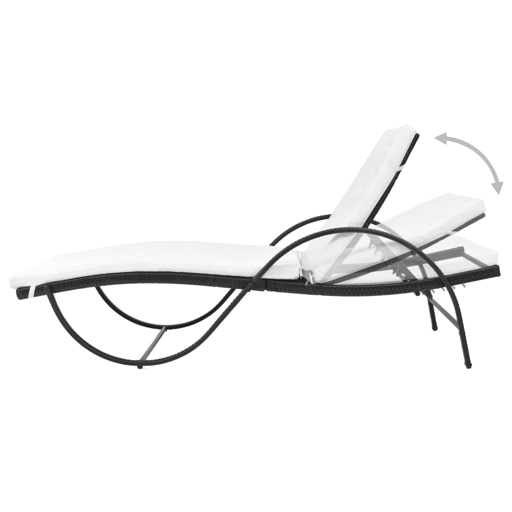 Sunlounger Set of 5 Black and cream white
