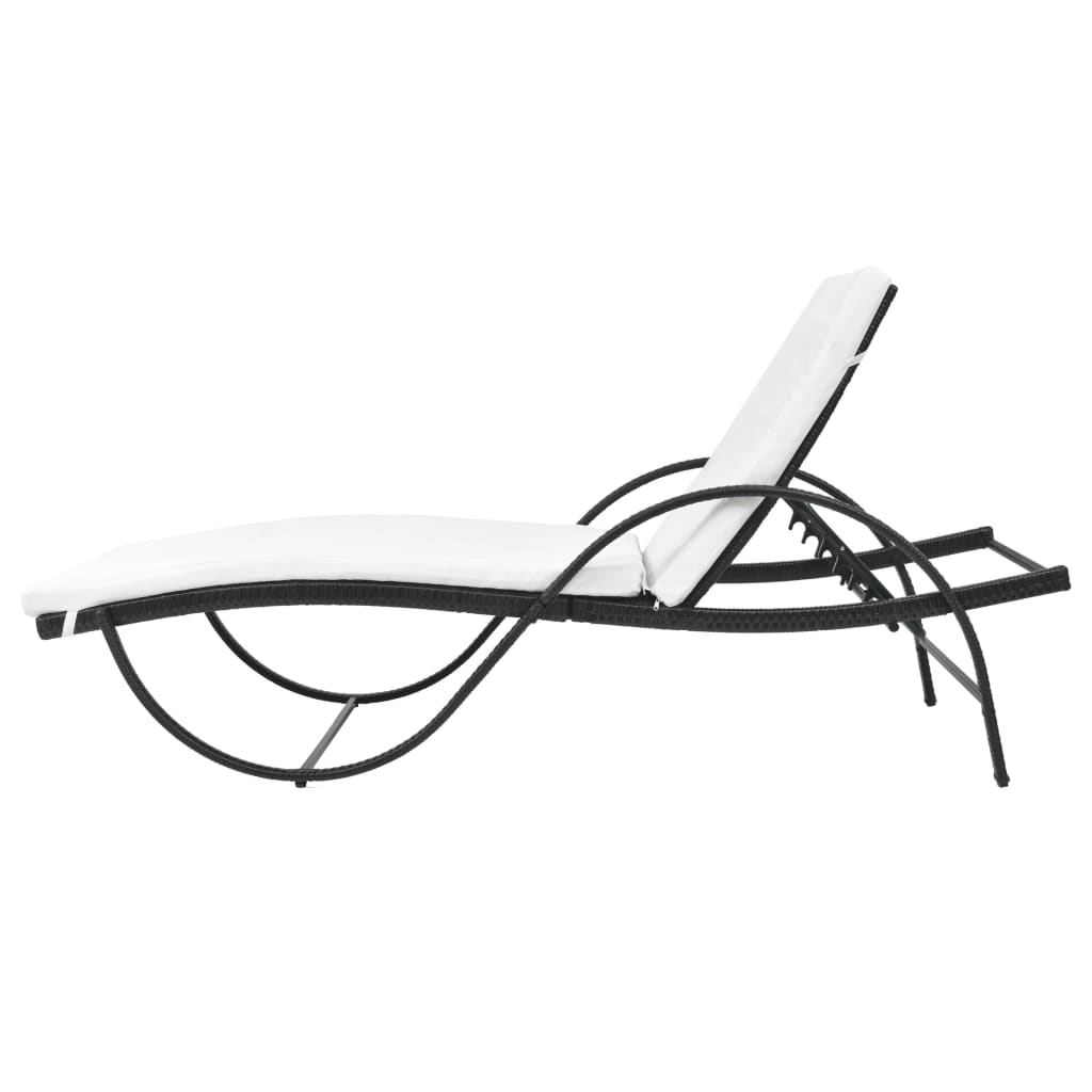 Sunlounger Set of 5 Black and cream white