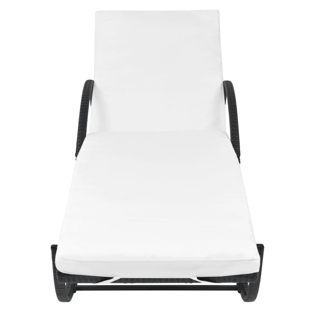Sunlounger Set of 5 Black and cream white