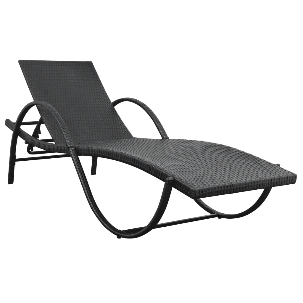 Sunlounger Set of 5 Black and cream white