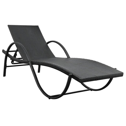 Sunlounger Set of 5 Black and cream white
